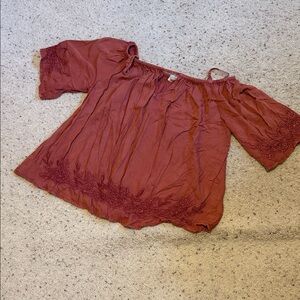 Solitaire Women's Off-Shoulder Blouse in Deep Rust